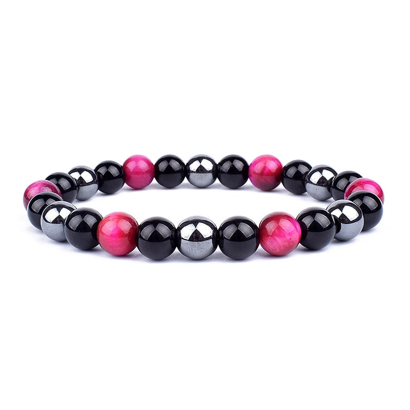 Men Bracelets 10mm Natural Stone Black Onyx