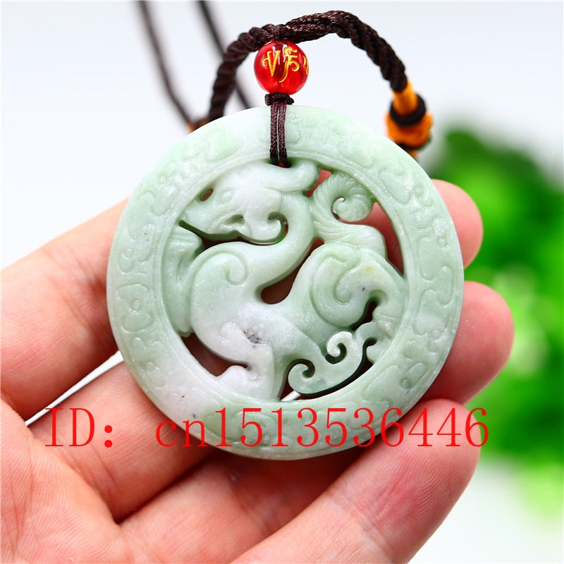 Natural  White Jade Dragon Pendant Necklace Jewelry