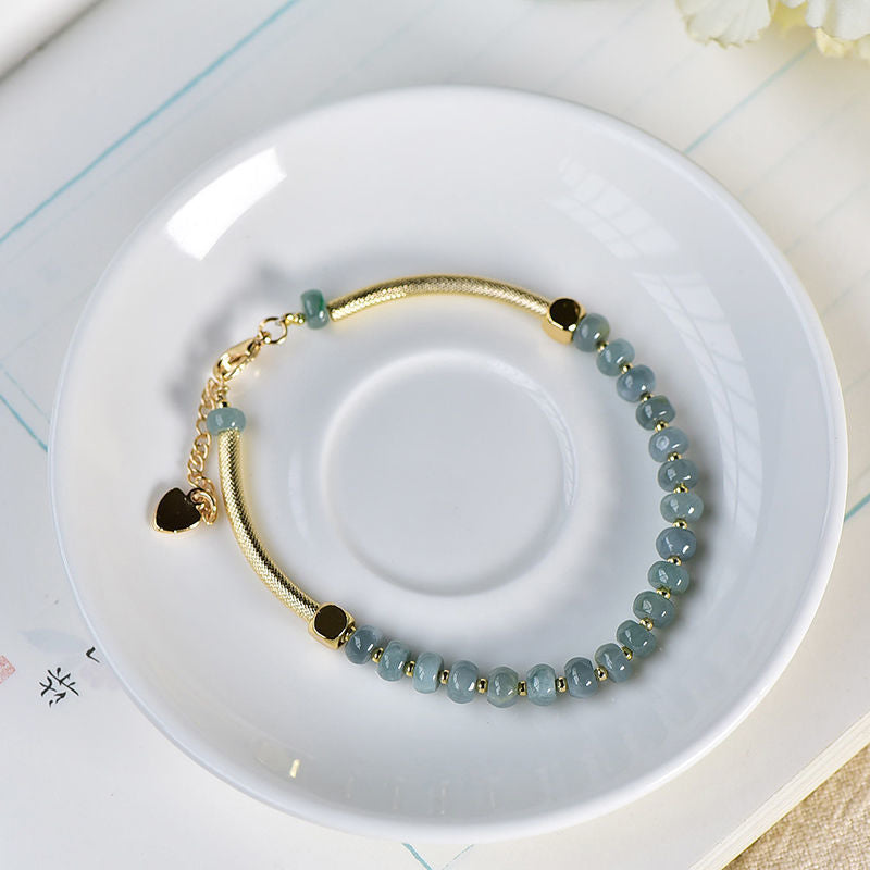 Natural Stone Abacus Beads Bracelet Jade Bangle