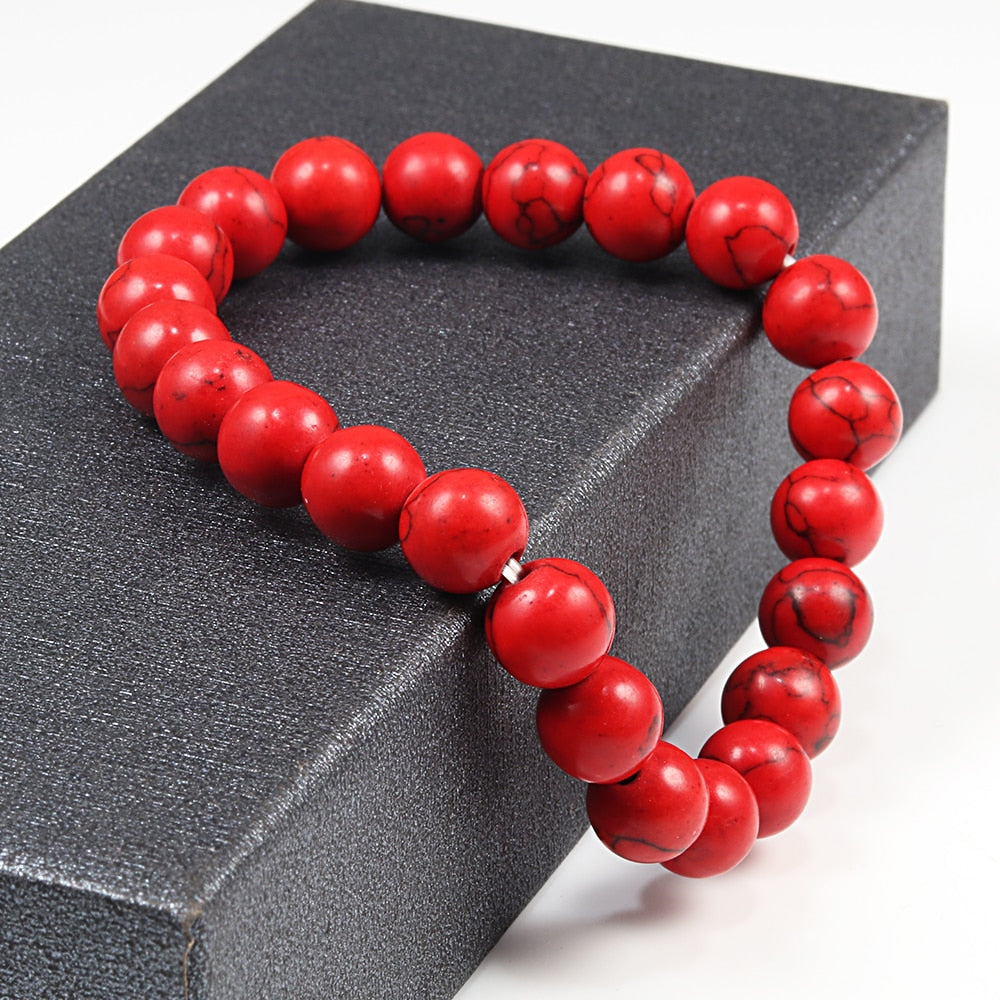 Stone Red Turquoises Prayer Beaded Bracelet Rosary