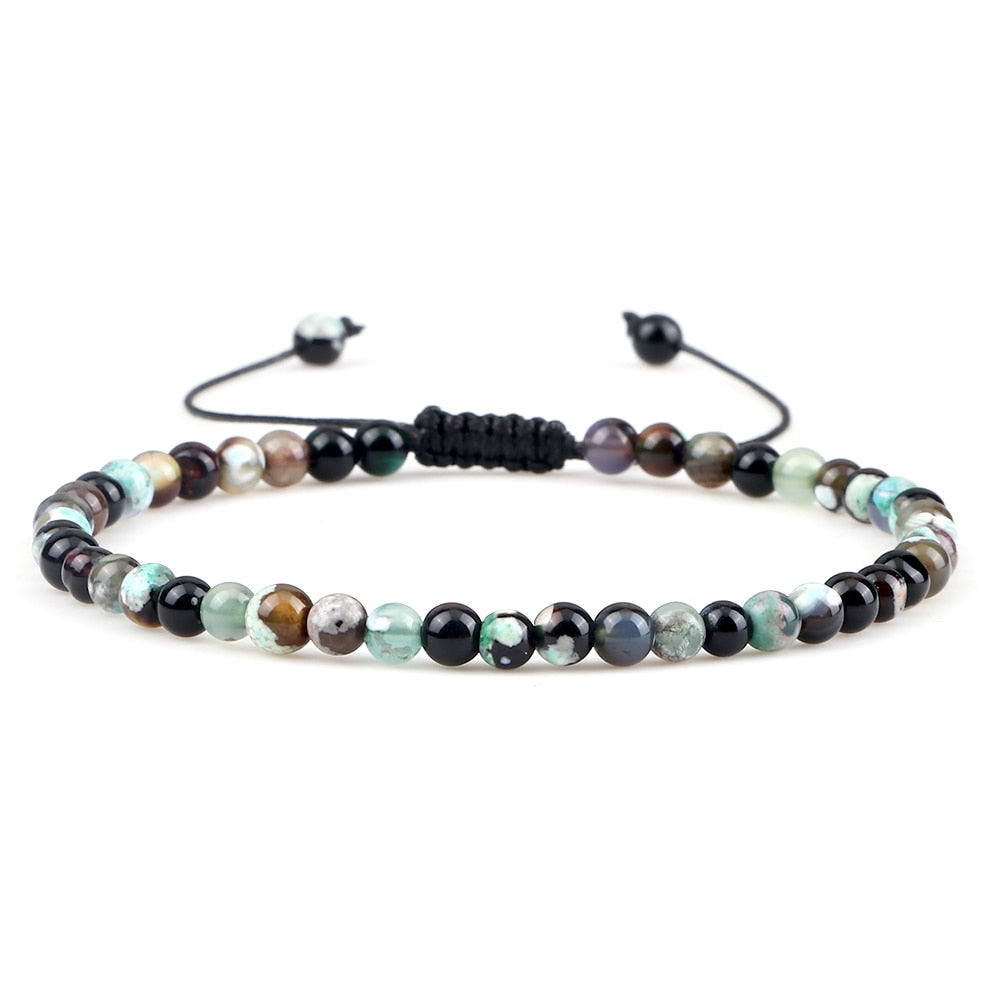Mini Beads Bracelets for Women Men Round Agates