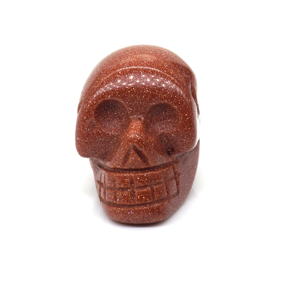 Skull Statue Natural Stone Carved Decoration Healing