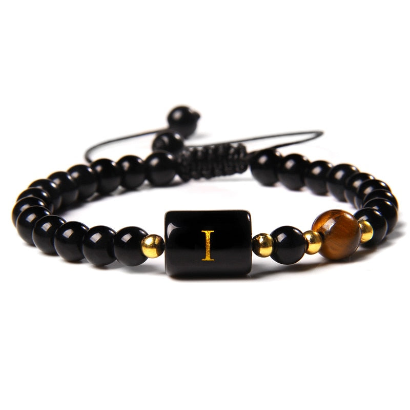 Black Rope Braid Bracelets Women Men 26 Letters