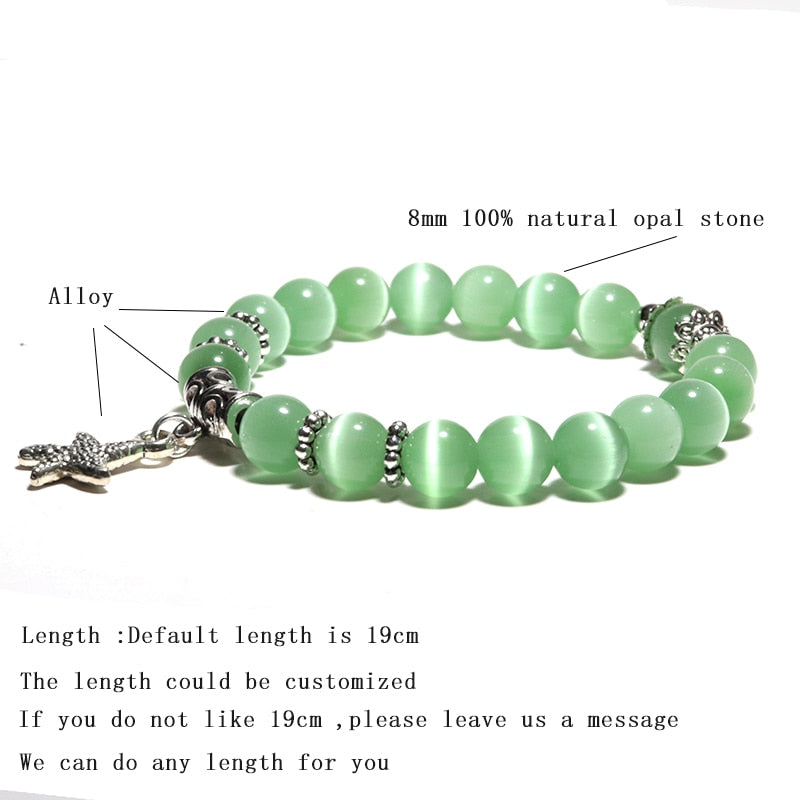 Cat Eyes Stone Bracelet For Women Cute Starfish