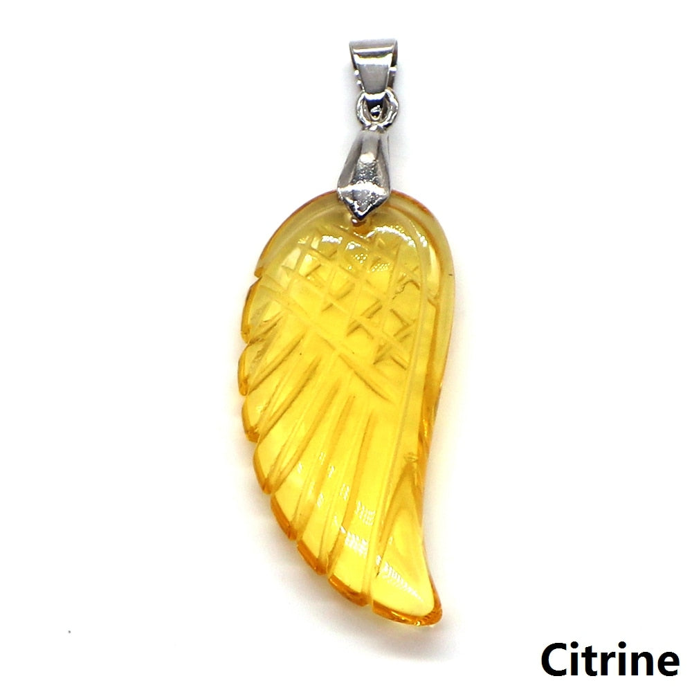 Angel Wing Pendants Natural Crystal Healing Gemstone