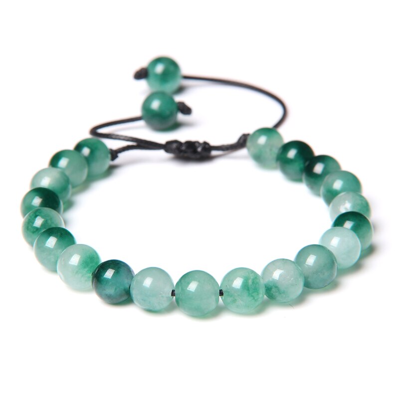 Green Natural Stone Beads Braided Bracelet Malachite