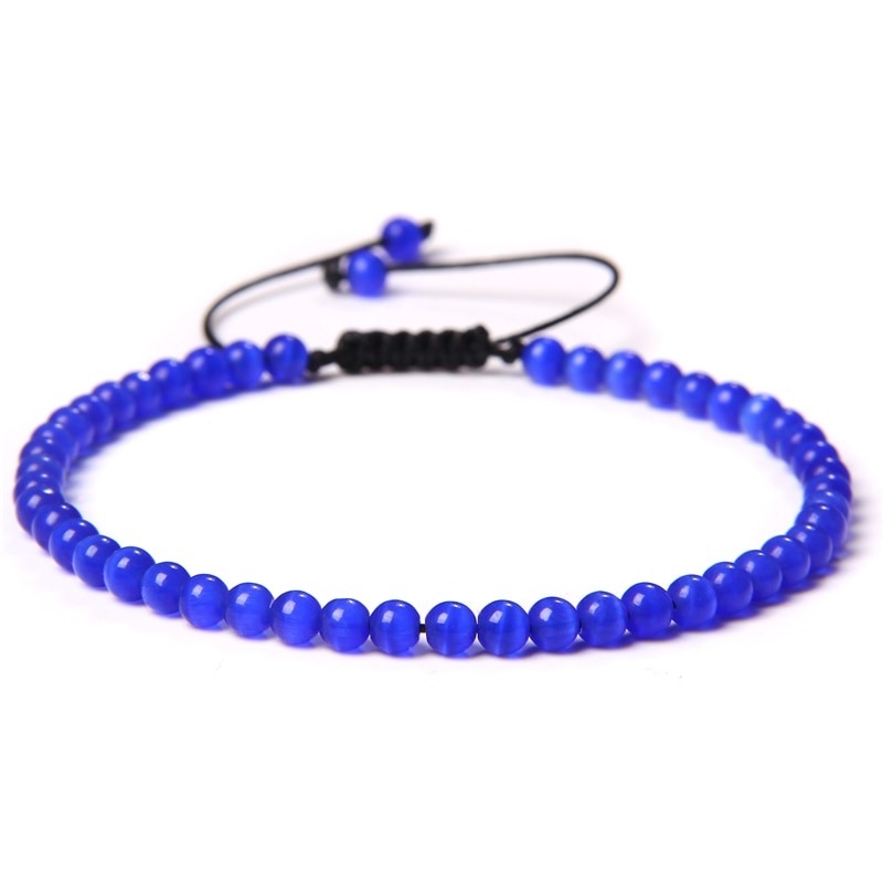 Adjustable 4MM Stone Beads Bracelet For Women