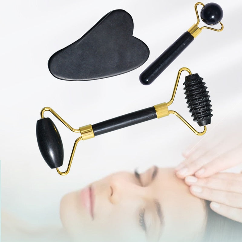 Obsidian Jade Roller Stone Natural Facial Massager