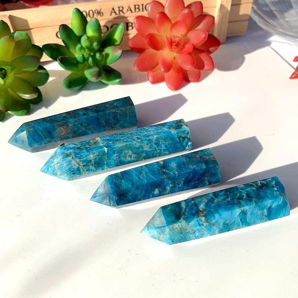 Healing Crystal Blue Apatite Single Point Wand