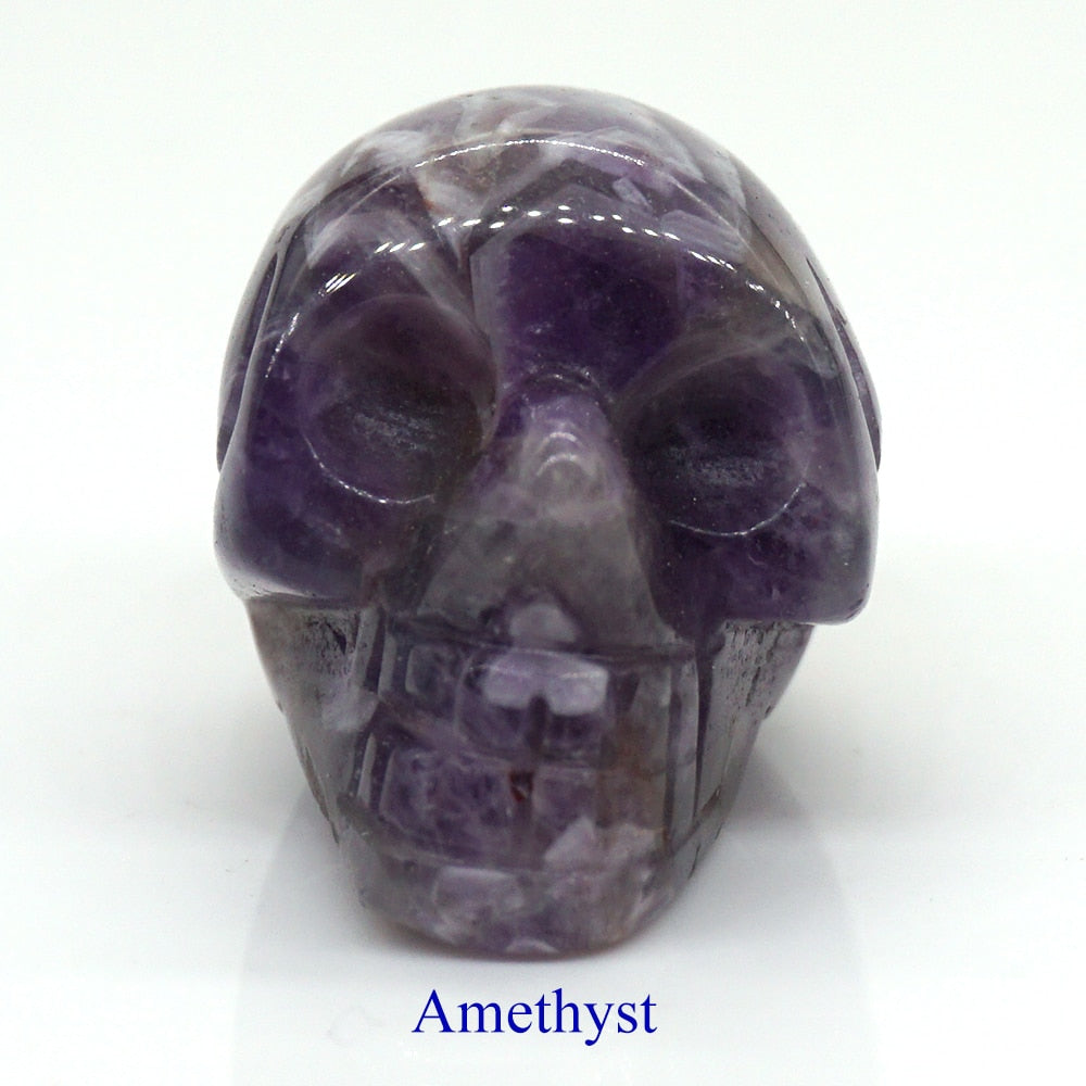 Skull Statue Natural Stone Carved Decoration Healing