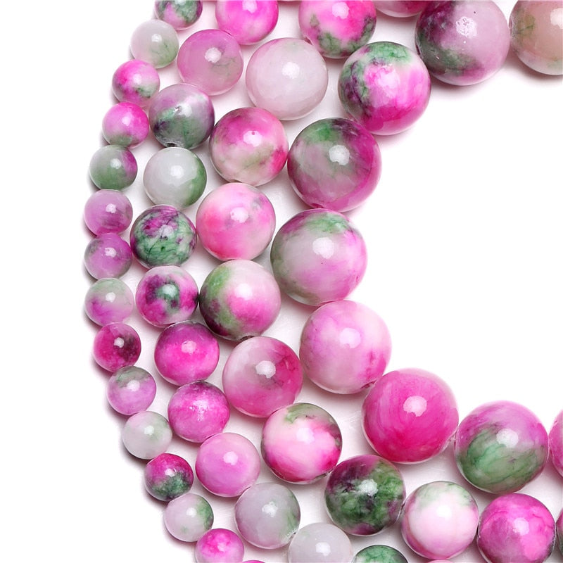 Natural Pink Green Persian Jades Stone Beads
