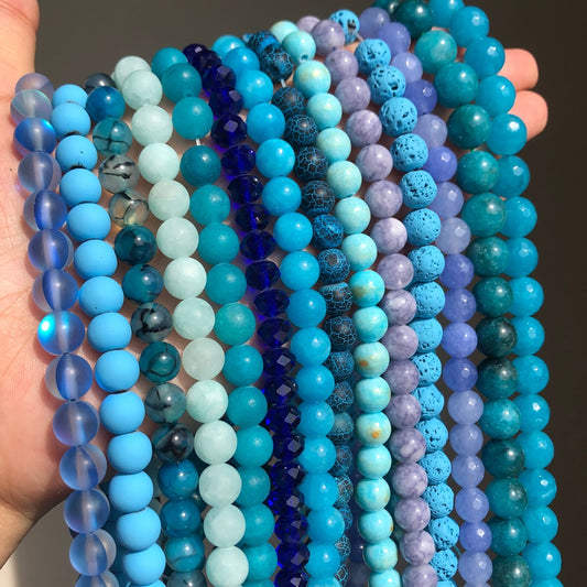 Blue Style Natural Stone Turquoises Agates Jades Lapis