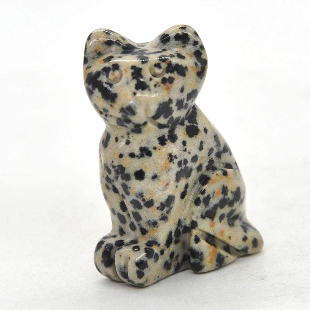 Cat Statue Natural Gemstone Carving Healing