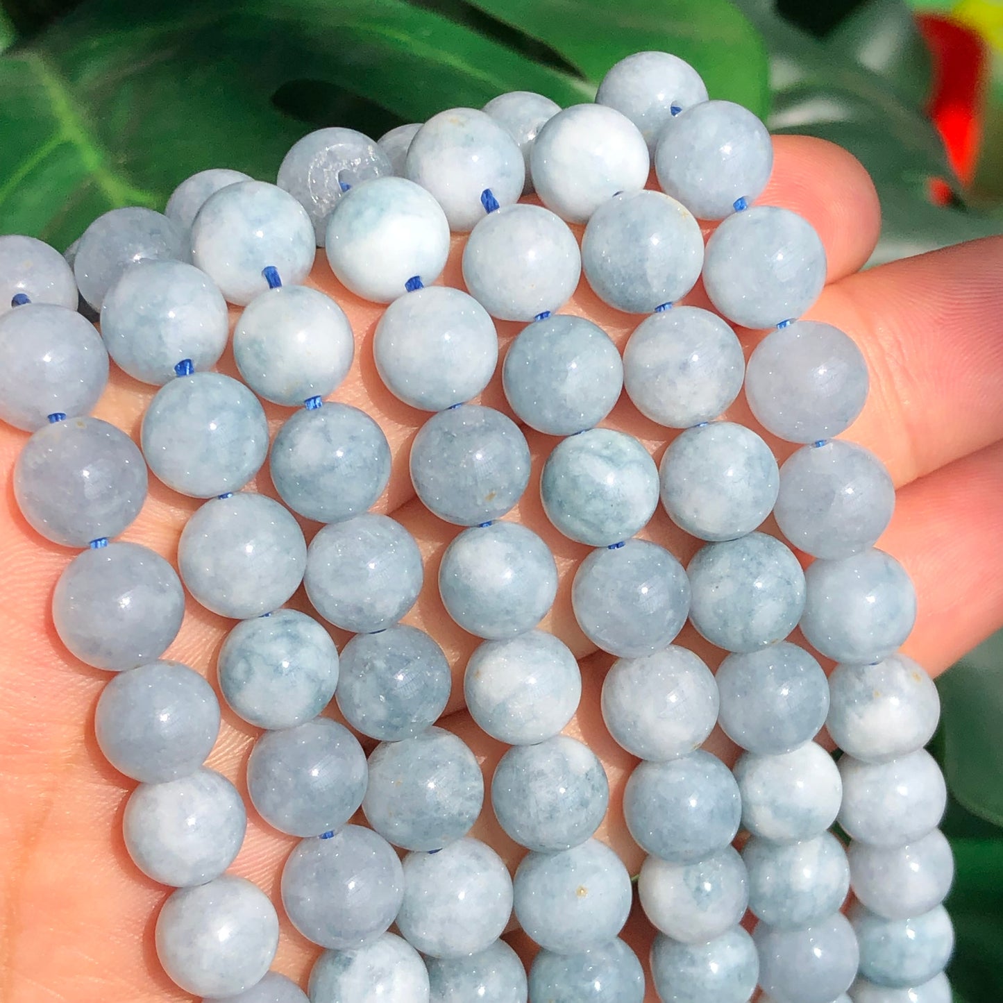 AAA Natural Round Blue Angelite Stone Jades Chalcedony