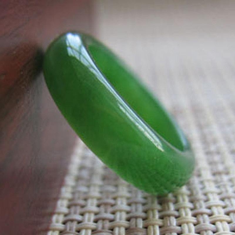 Natural Green Hetian Jade Ring Chinese Jadeite