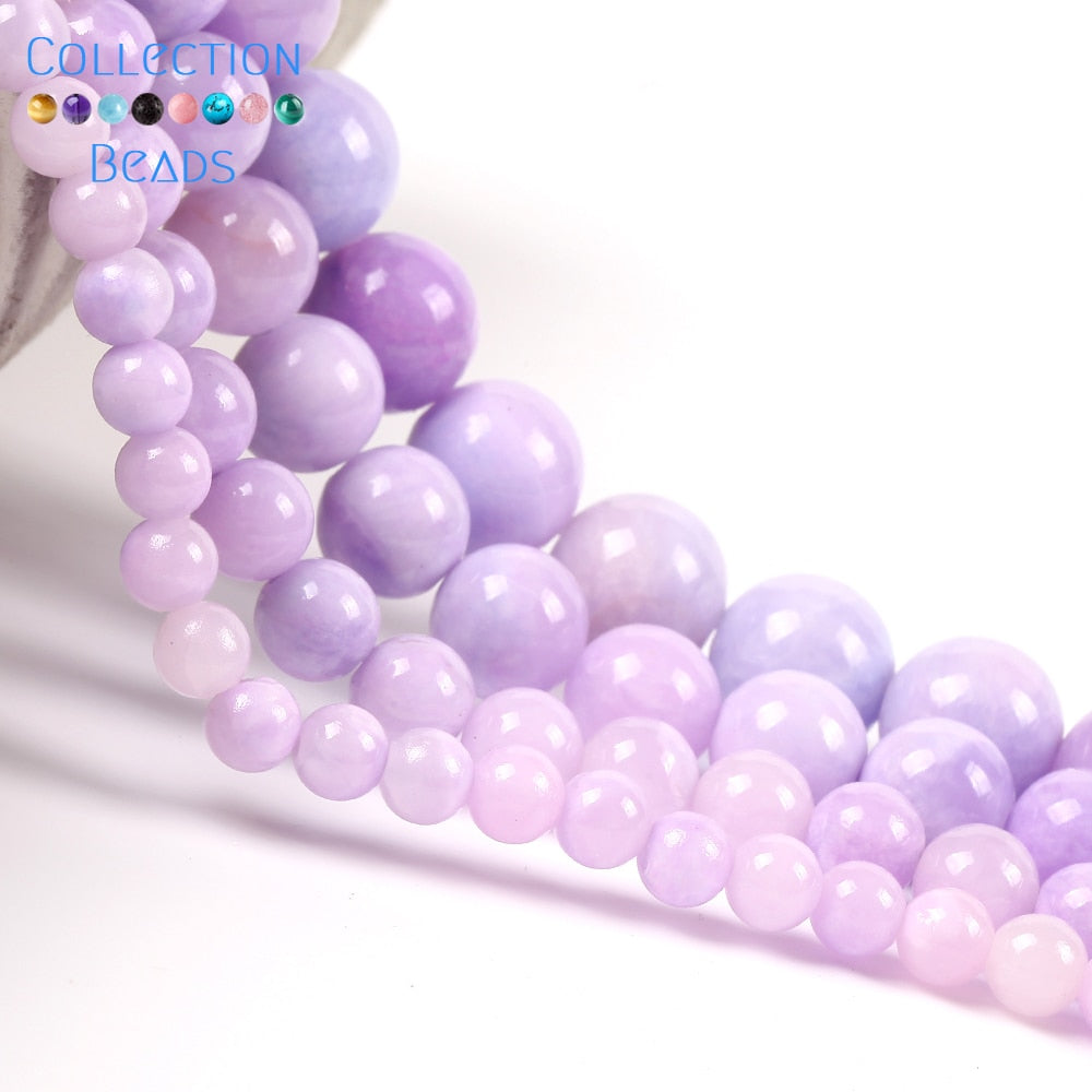 Stone Light Purple Angelite Jades Spacer Loose Beads