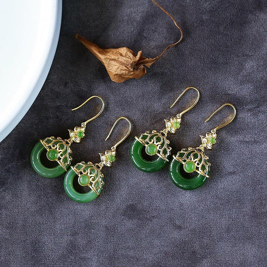 Natural Hetian jade Jasper Earrings