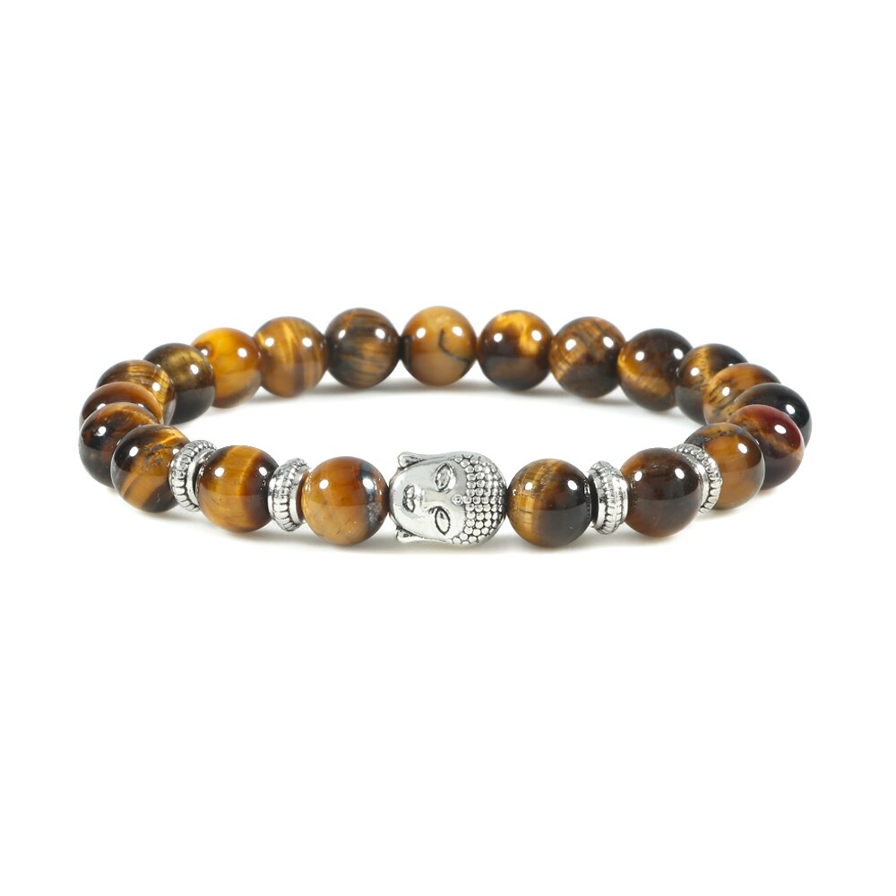 Reiki Tiger Eyes Beaded Buddha Bracelet Natural Stone