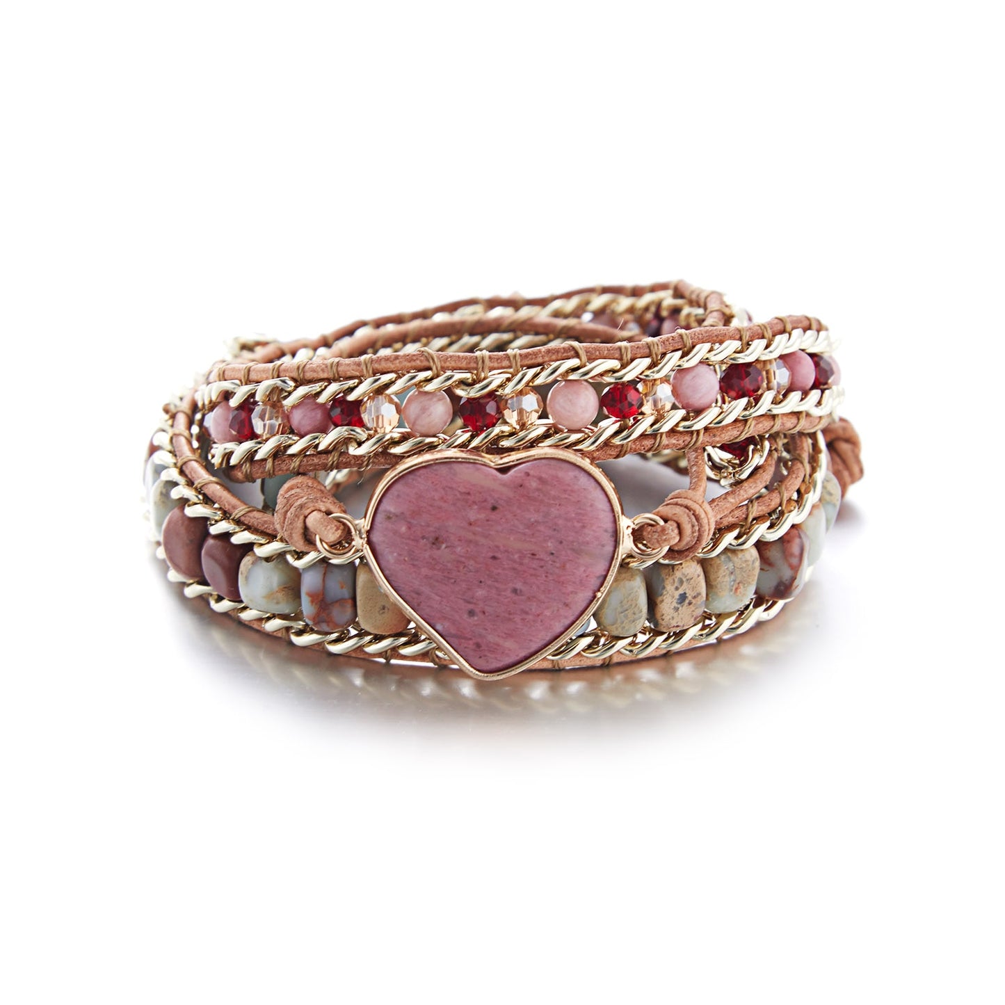 Natural Stone Bracelet Chakra Heart Wrap Bracelet