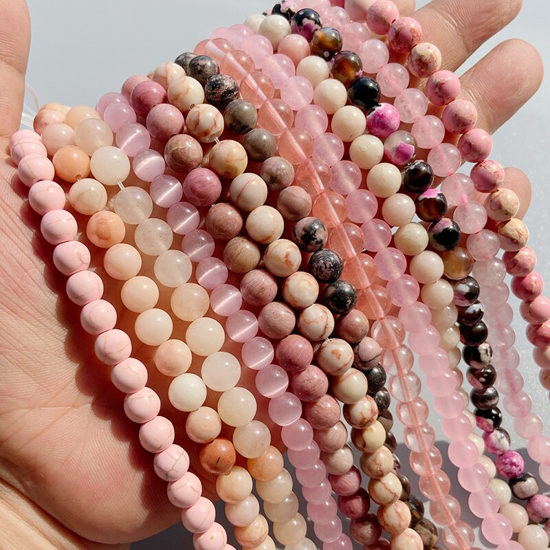 Natural Stone Beads Rose Pink Quartz Crystal Beads
