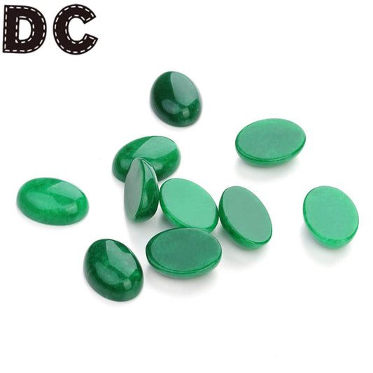 Oval Flatback Green Jade Cabochon Spacers For DIY Jewelry