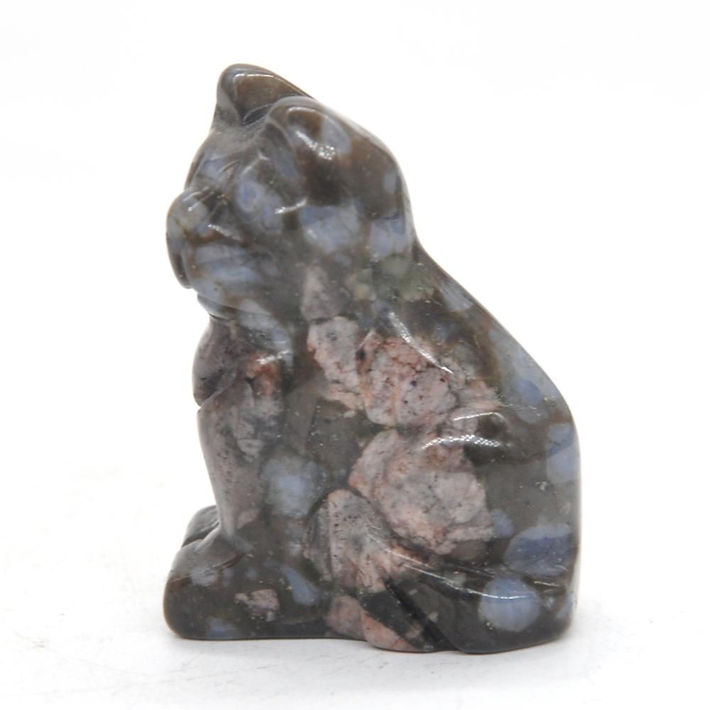 Cat Statue Natural Gemstone Carving Healing