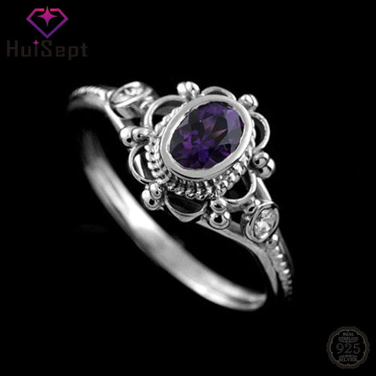 Fashion Silver 925 Ring Ruby Amethyst Gemstone