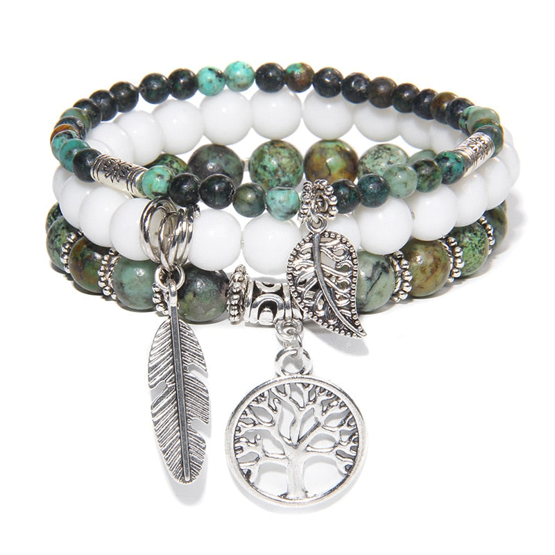 Bracelets Set Natural Healing Energy Labradorite Beads