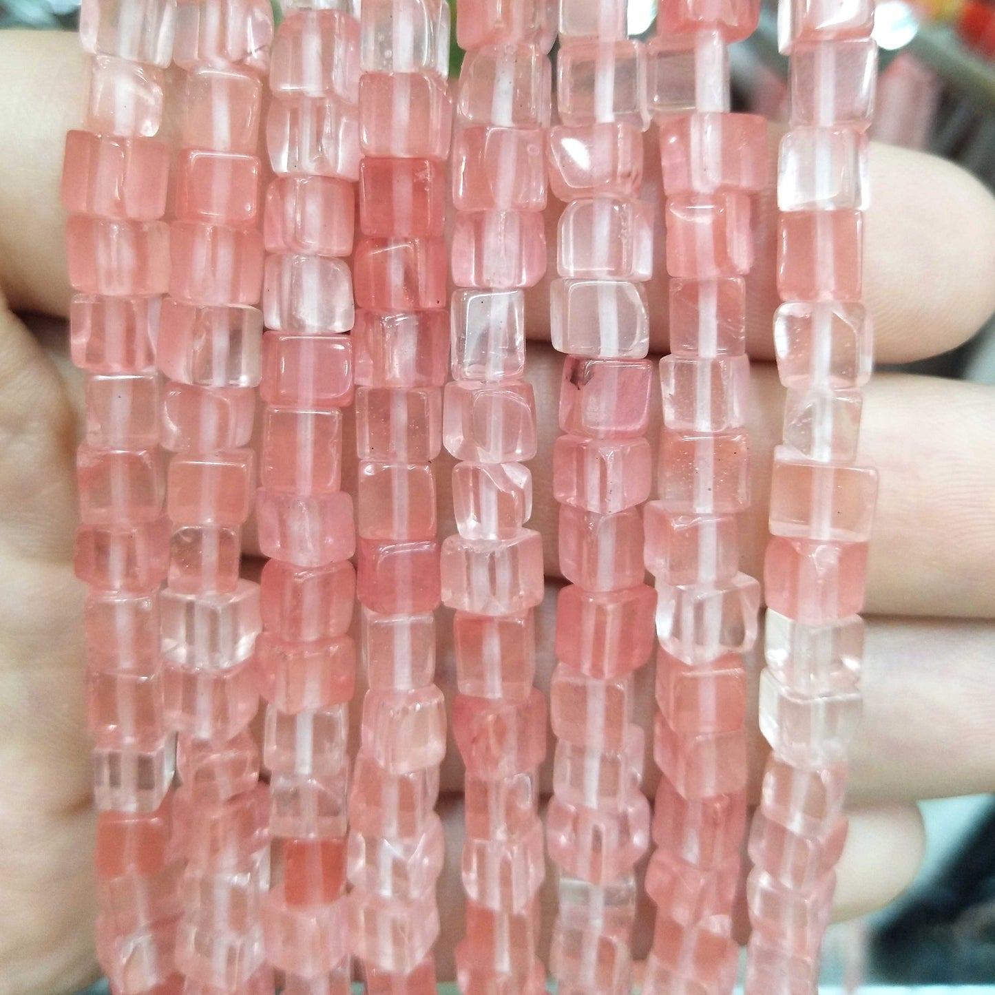Square Pink Crystal Quartz Agates Jades
