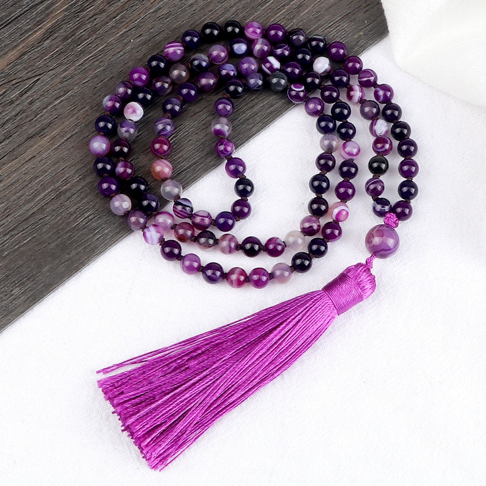Fashion Tassel Necklace Women Men Charm Purple