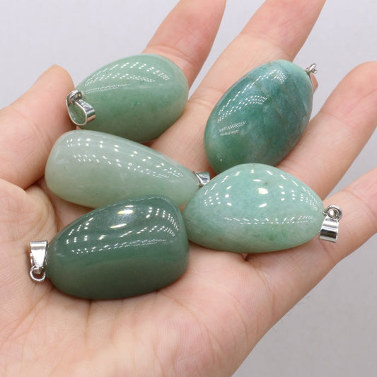 Stone Crystal Pendants Polished Green Jades