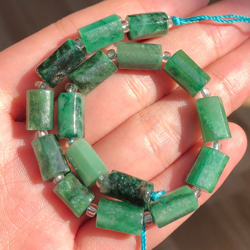 Aquamarines Jades Stone Cylinder Loose Beads