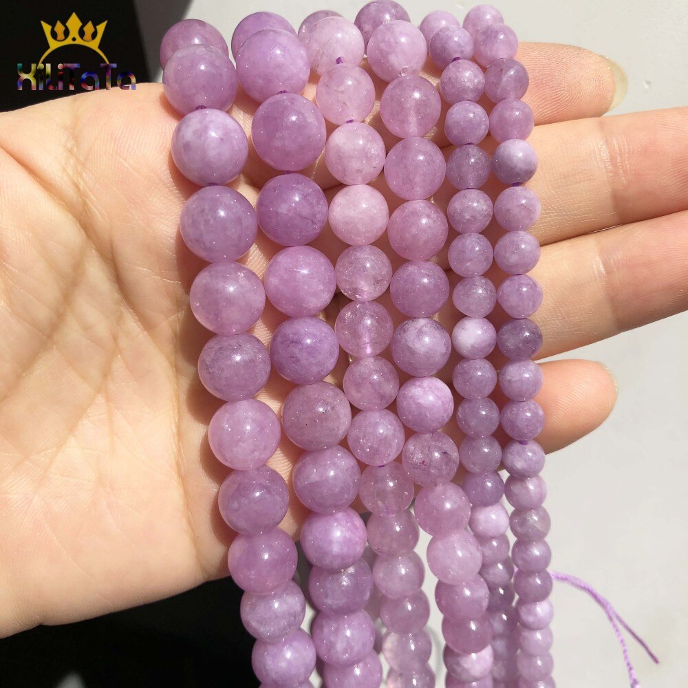 Natural Stone Purple Chalcedony Jades Loose Spacer