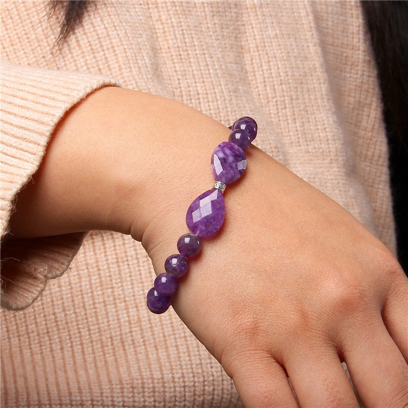 Faceted Natural Reiki Amethysts Butterfly Charm Bracelets