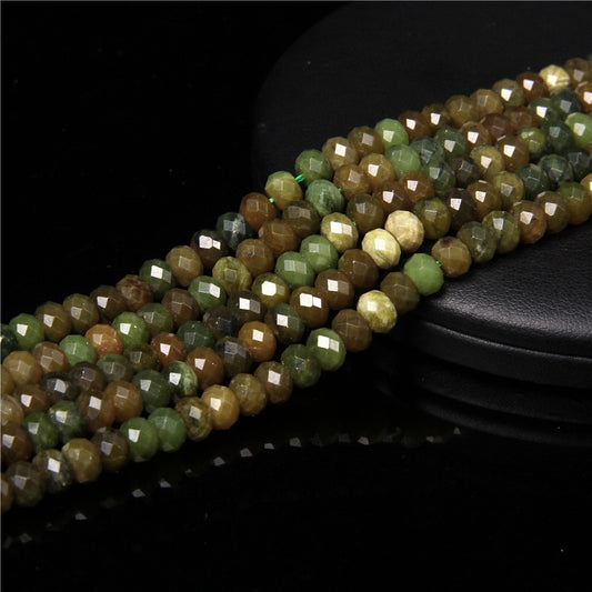 Green Jades Stone Beads Rondelle Flat Loose