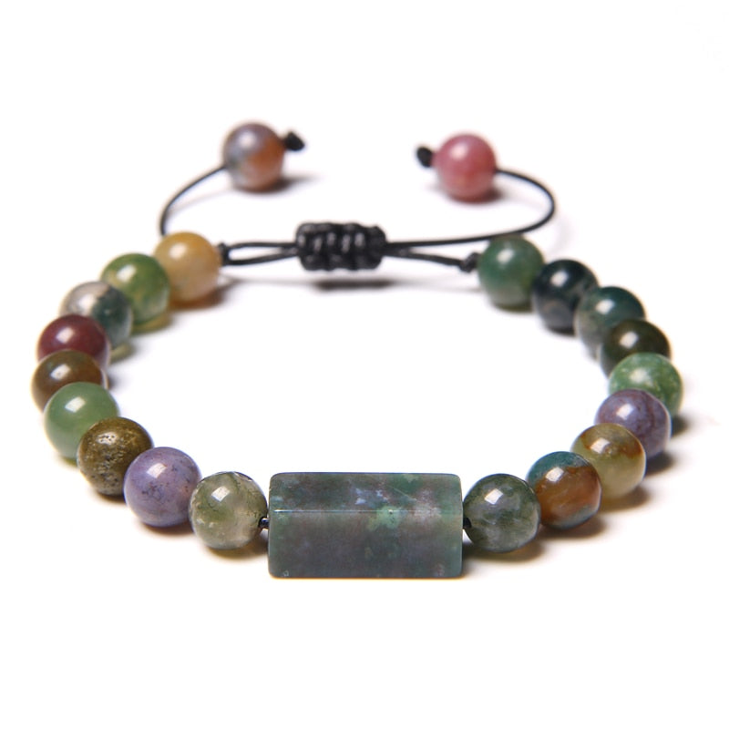 Green Natural Stone Beads Braided Bracelet
