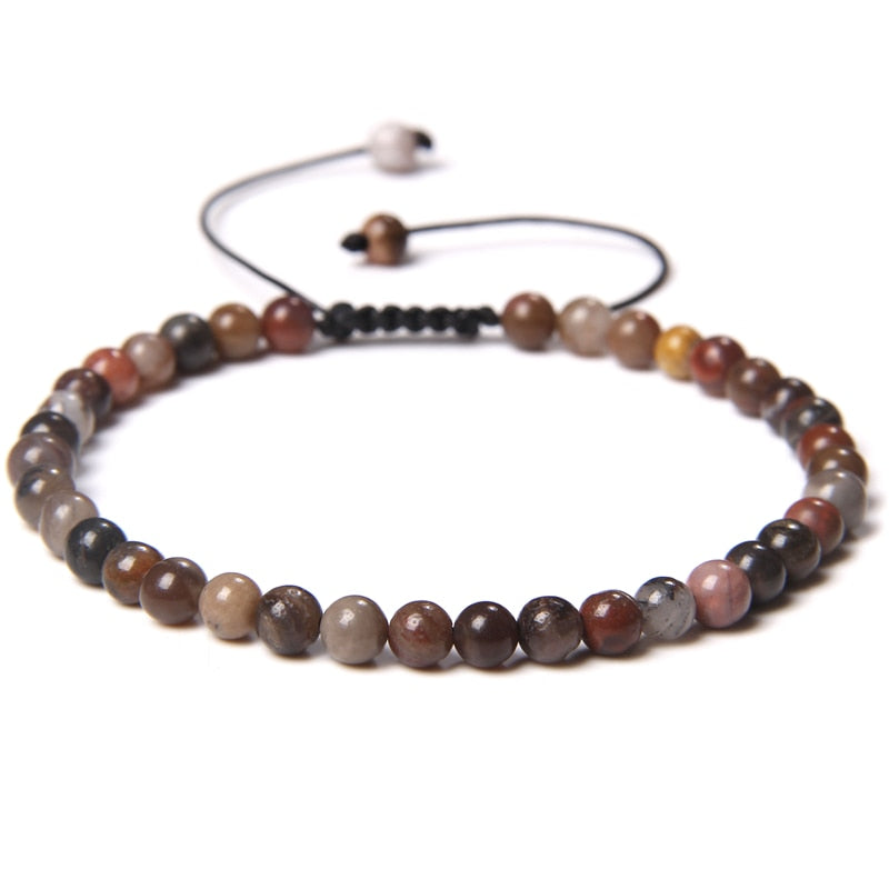 Adjustable 4MM Stone Beads Bracelet For Women