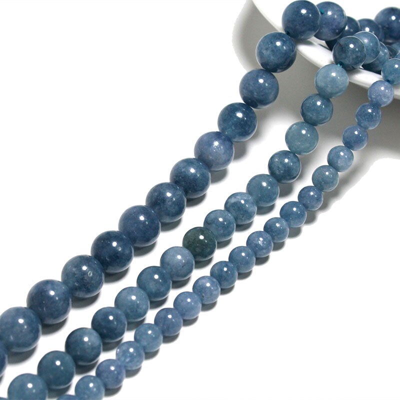 Dark Blue Chalcedony Jades Beads Loose Natural Stone