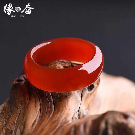 Natural agate red jade rings jewelry gemstone