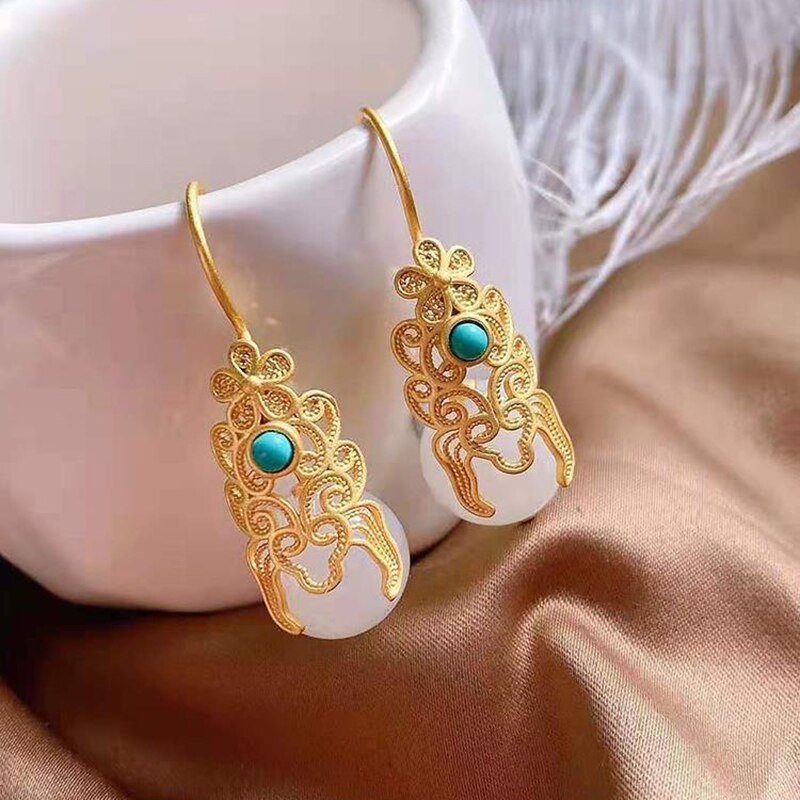 Hotan jade Turquoise Drop Earrings