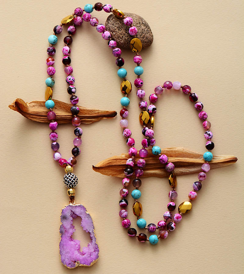 Boho Natural Stones Onyx Gold Beads Nepal Necklaces