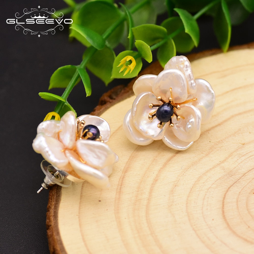 Sterling Silver Flower Jade Earrings