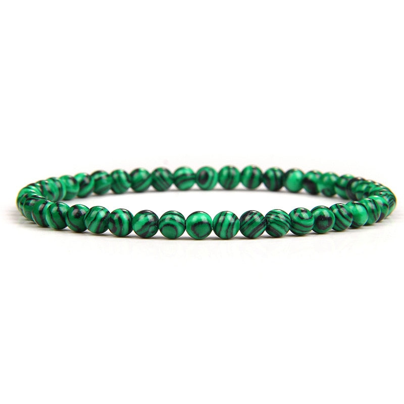 Natural Green Malachite Stone Bracelet Round Beads