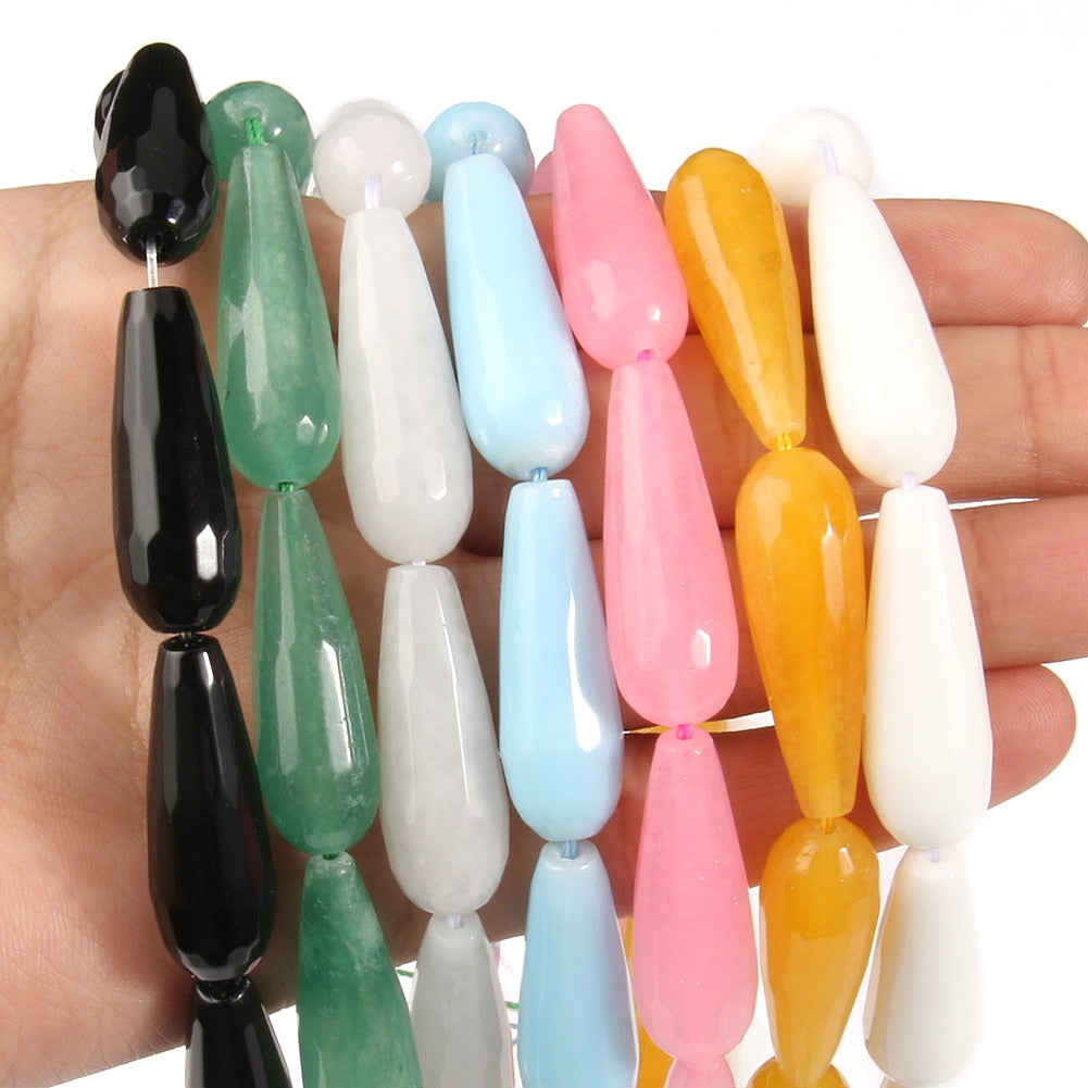 10x30mm Natural Faceted Colorful Chalcedony Jades