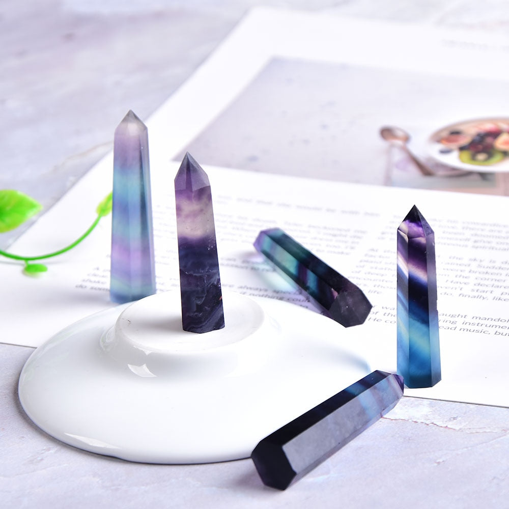 Natural Crystal Colored fluorite Point Healing Stone