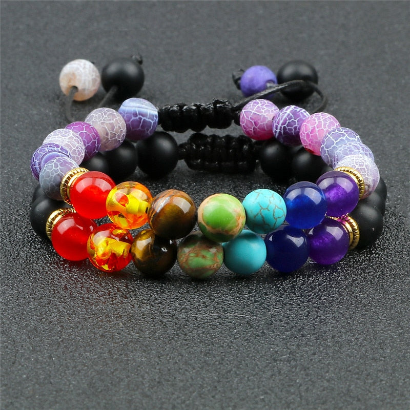 Men Women 8mm Natural Beaded Bracelet Lava