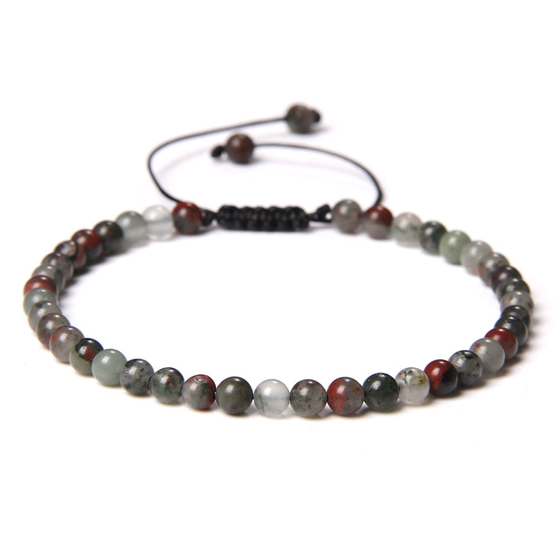 4mm Natural Stone Beads Braided Bracelet Labradorite