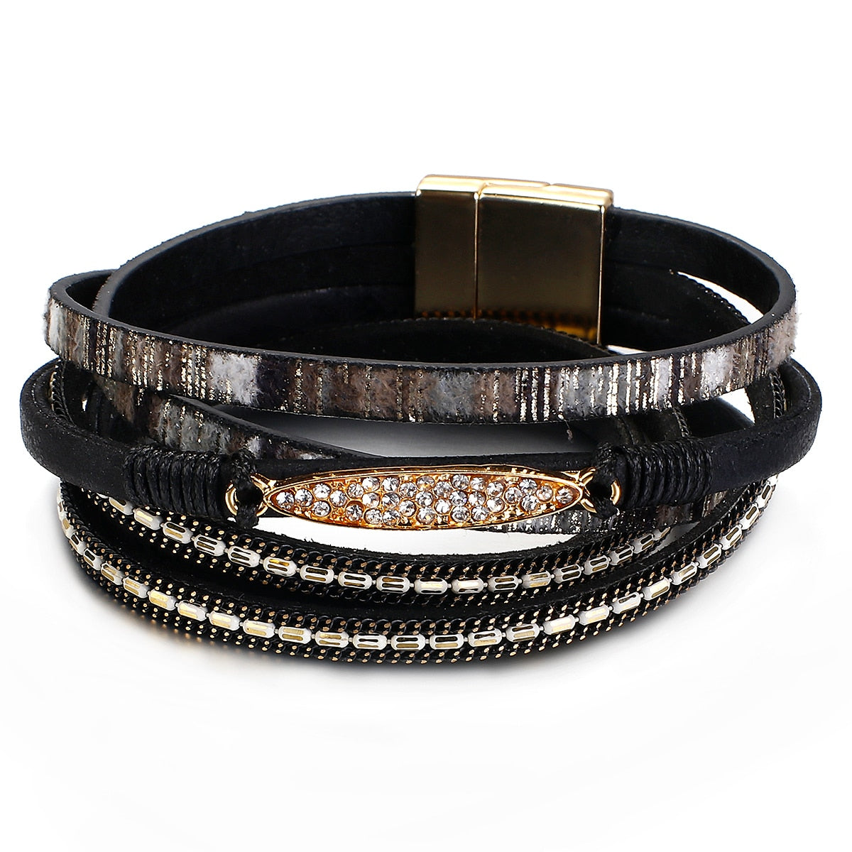 Simple Stripe Leather Bracelet for Women Bohemian