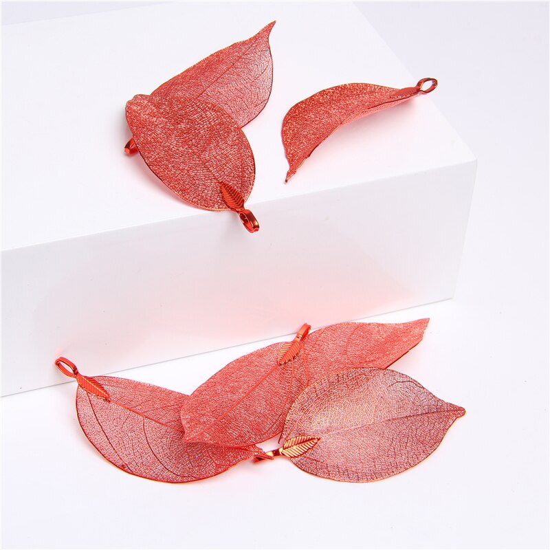 Real Leaves Pendants Electroplated Natural Hollow