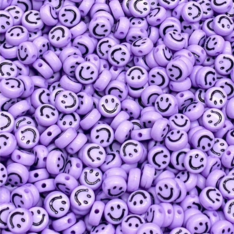 Oval Shape Acrylic Spaced Beads Smile Face Beads